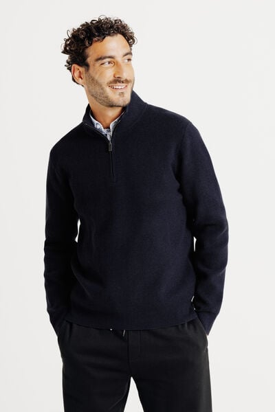 Pull col montant zippé gaufré