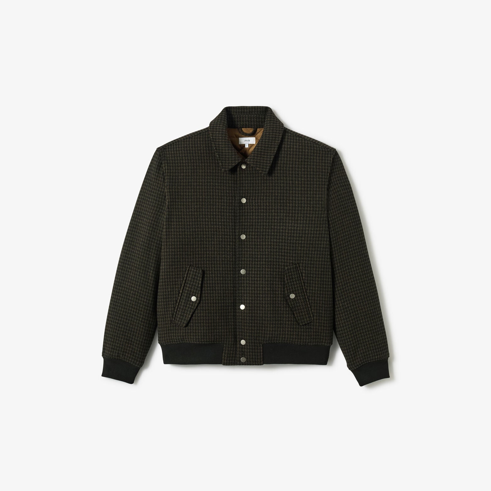 Blouson col chemise pied de puce avec laine
