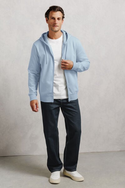 Sweat &agrave; capuche zipp&eacute; molleton uni