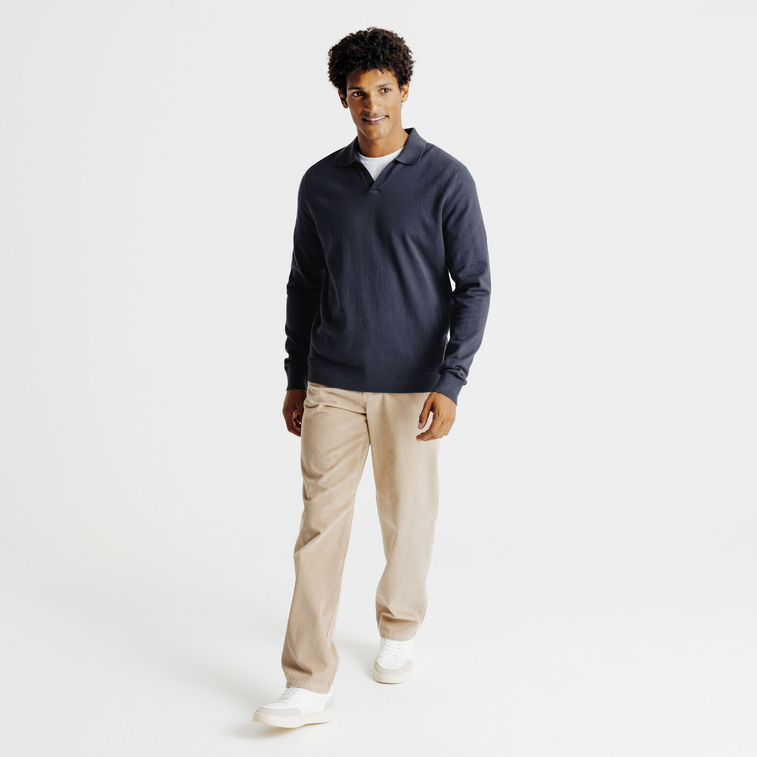 Polo en maille manches longues col resort