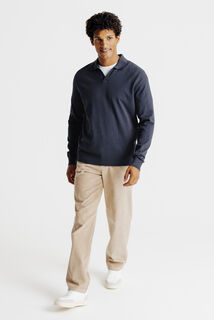 Polo en maille manches longues col resort