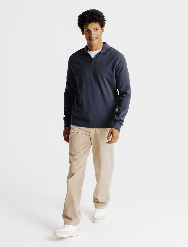 Polo en maille manches longues col resort