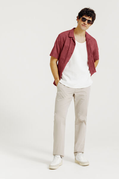 Regular fit hemdje met borduursel