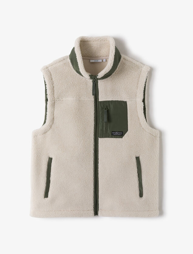 Veste sans manche en sherpa contrast&eacute;e