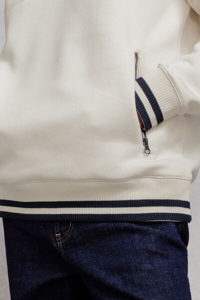 Sweater met rits, opstaande kraag, contrastboord