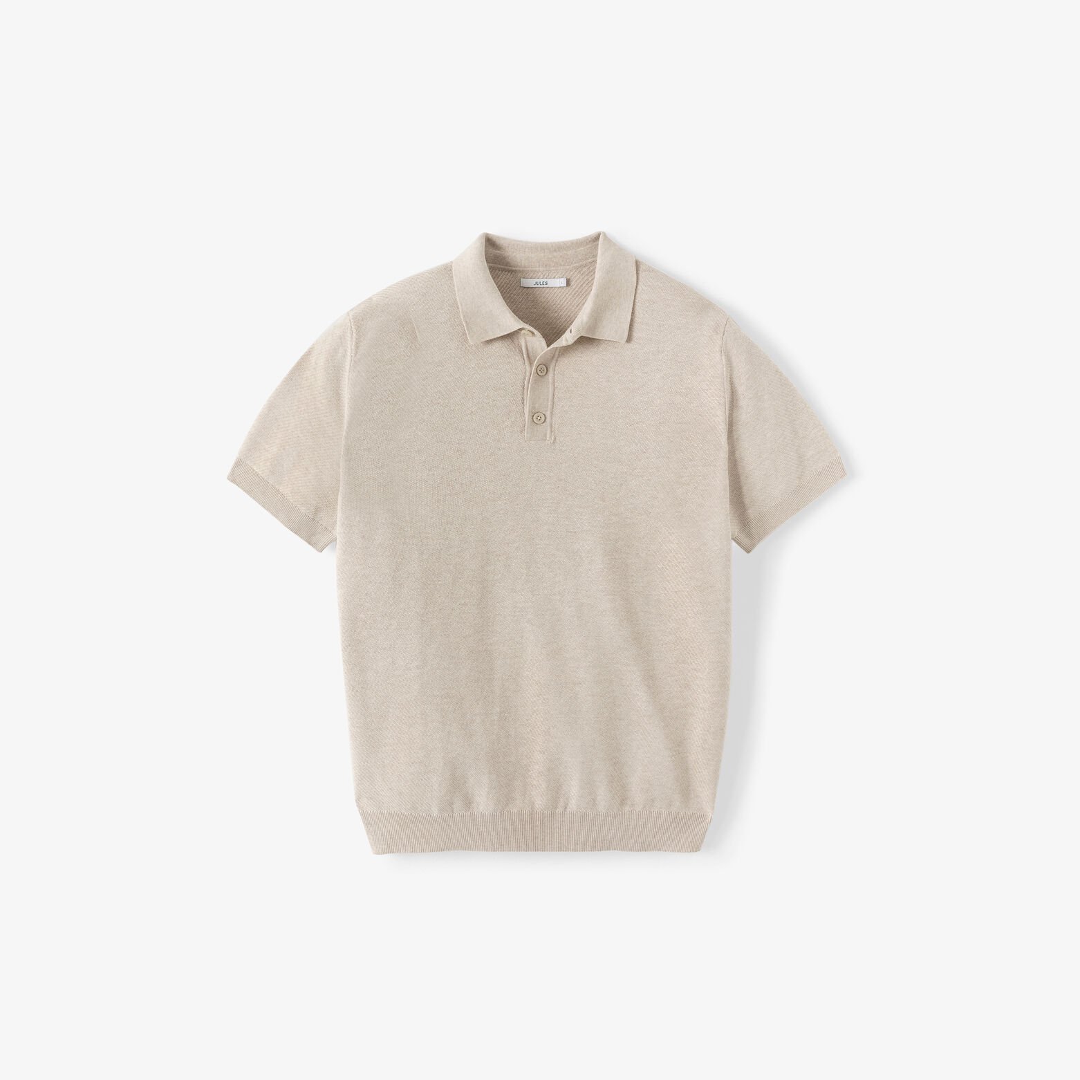 Polo en maille col boutonn&eacute; jeux de points