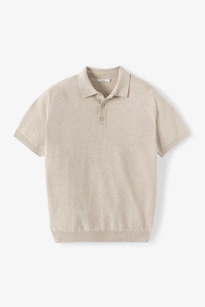 Polo en maille col boutonn&eacute; jeux de points
