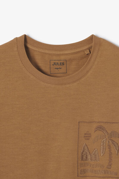 T-shirt in fantasiestof met borduursel