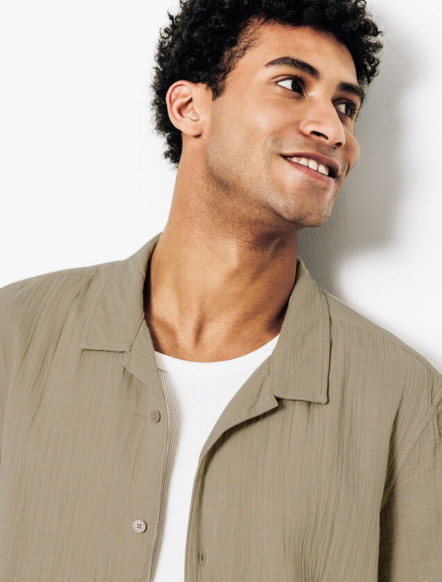 Chemisette en gaze de coton col requin