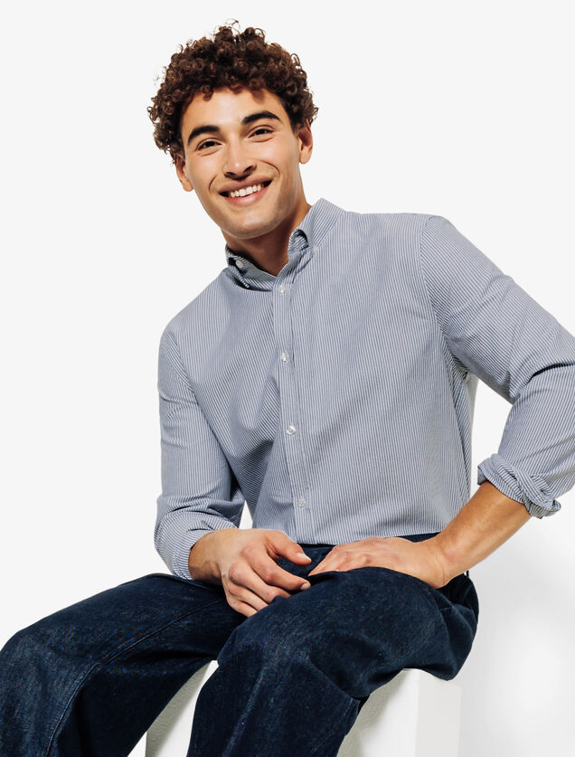 Chemise oxford en coton ray&eacute;e
