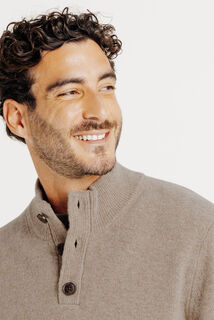 Pull col montant boutonn&eacute; lambswool