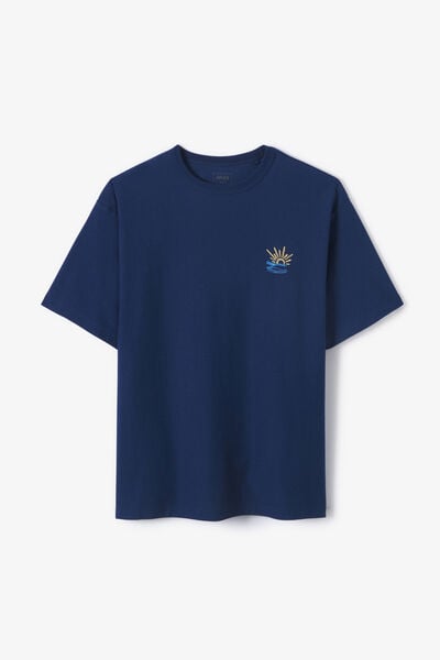 Tee shirt relax brod&eacute; devant dos textur&eacute;