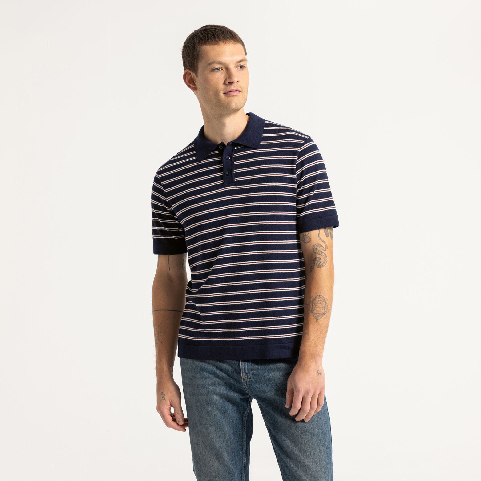 Polo en maille rayures