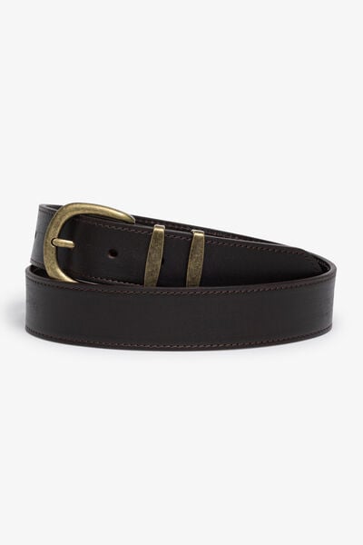 Ceinture cuir double passant boucle m&eacute;tal