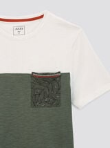 tee shirt colorblock poche imprimée
