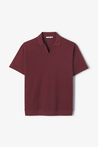 Polo manches courtes col resort en c&ocirc;te