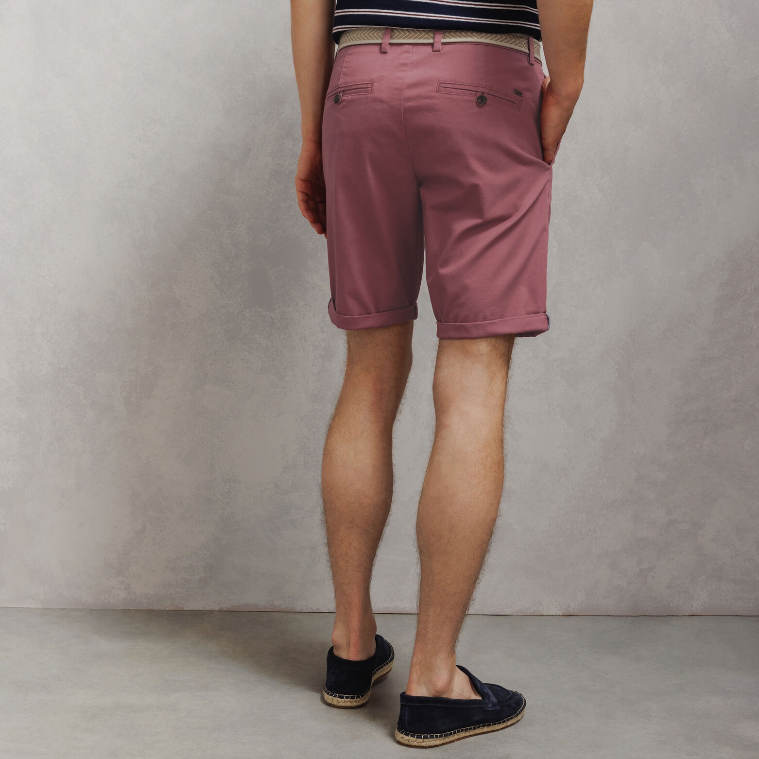 Bermuda chino slim uni avec ceinture