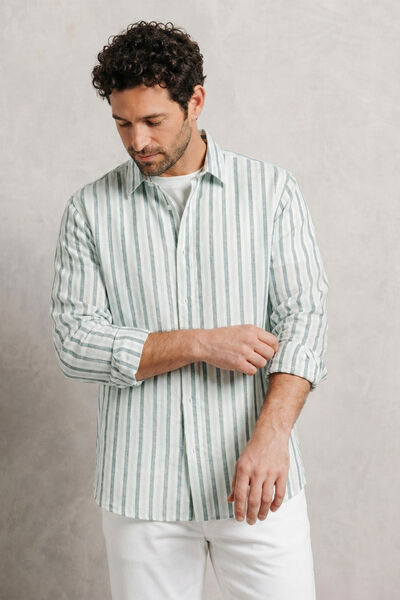 Chemise 100% lin ray&eacute;e