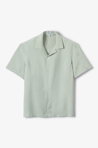 Effen hemd in viscose met korte mouwen