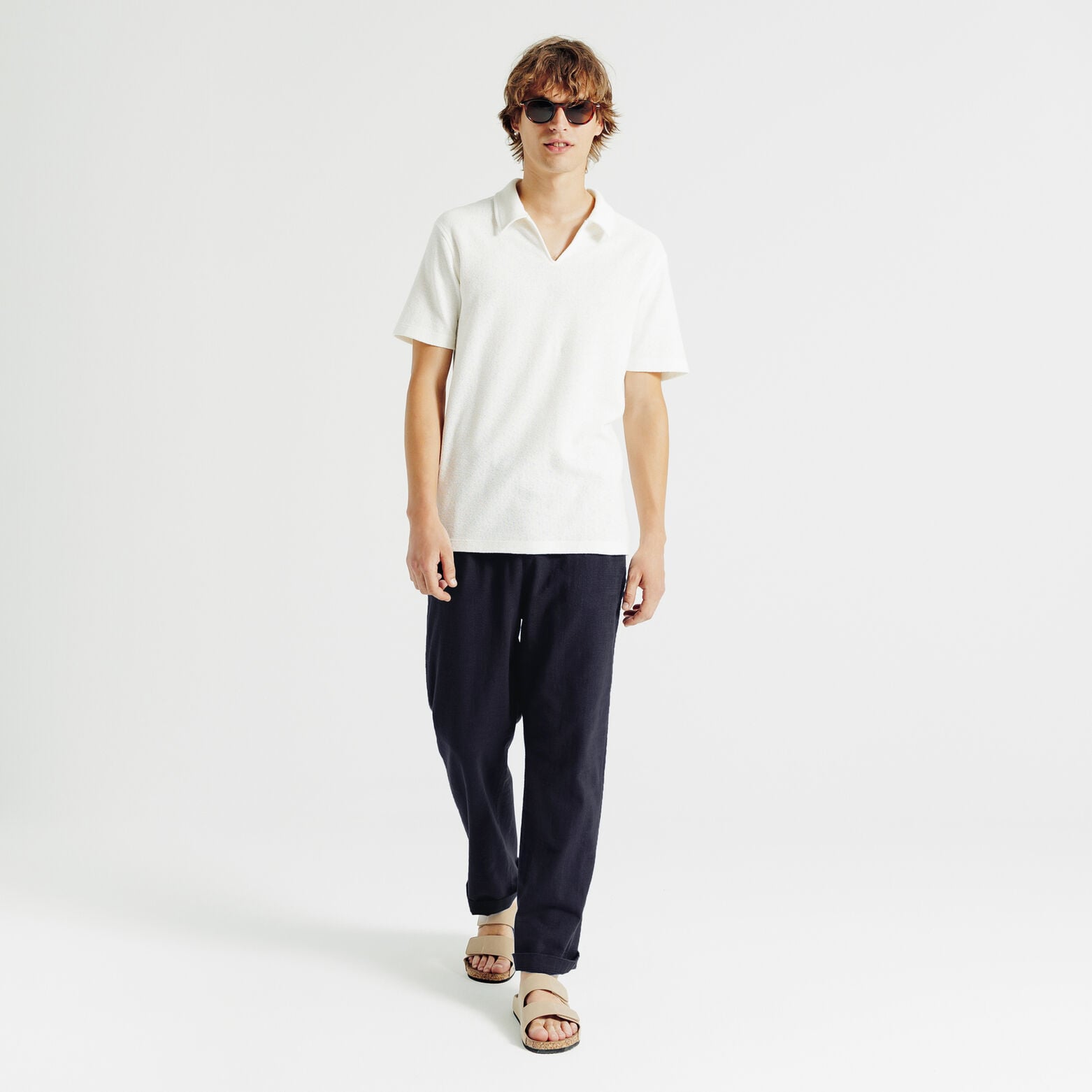 Pantalon loose mati&egrave;re textur&eacute;e