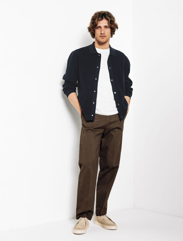 Cardigan en maille col polo