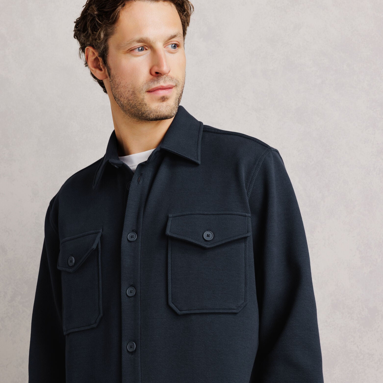 Surchemise twill col fran&ccedil;ais