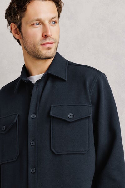 Twill overhemdjas met Franse kraag