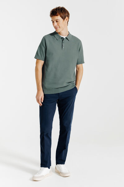 Polo en maille col boutonn&eacute; jeux de points