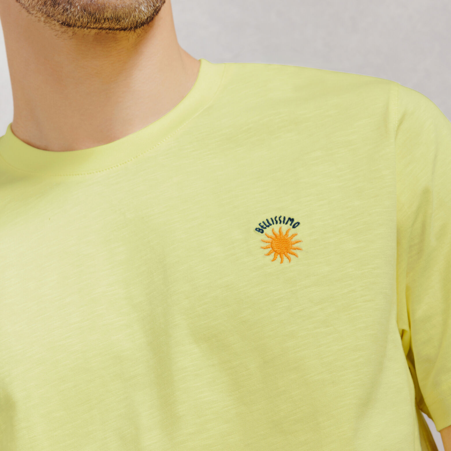 Tee shirt mati&egrave;re flamm&eacute;e broderie poitrine