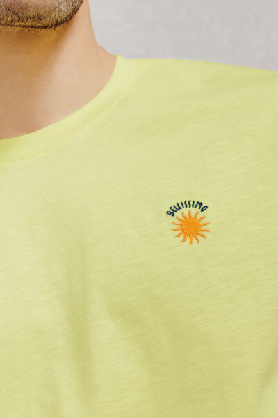 Tee shirt mati&egrave;re flamm&eacute;e broderie poitrine