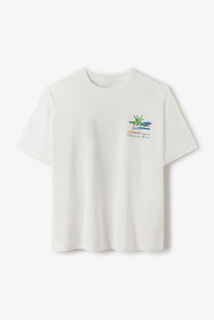 T-shirt in katoen met print voor- en achteraan
