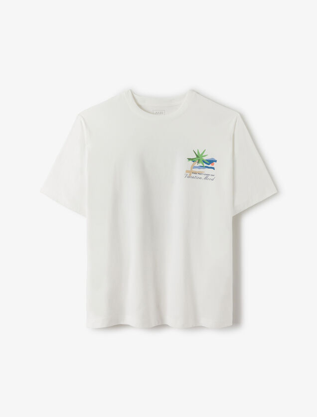 T-shirt in katoen met print voor- en achteraan