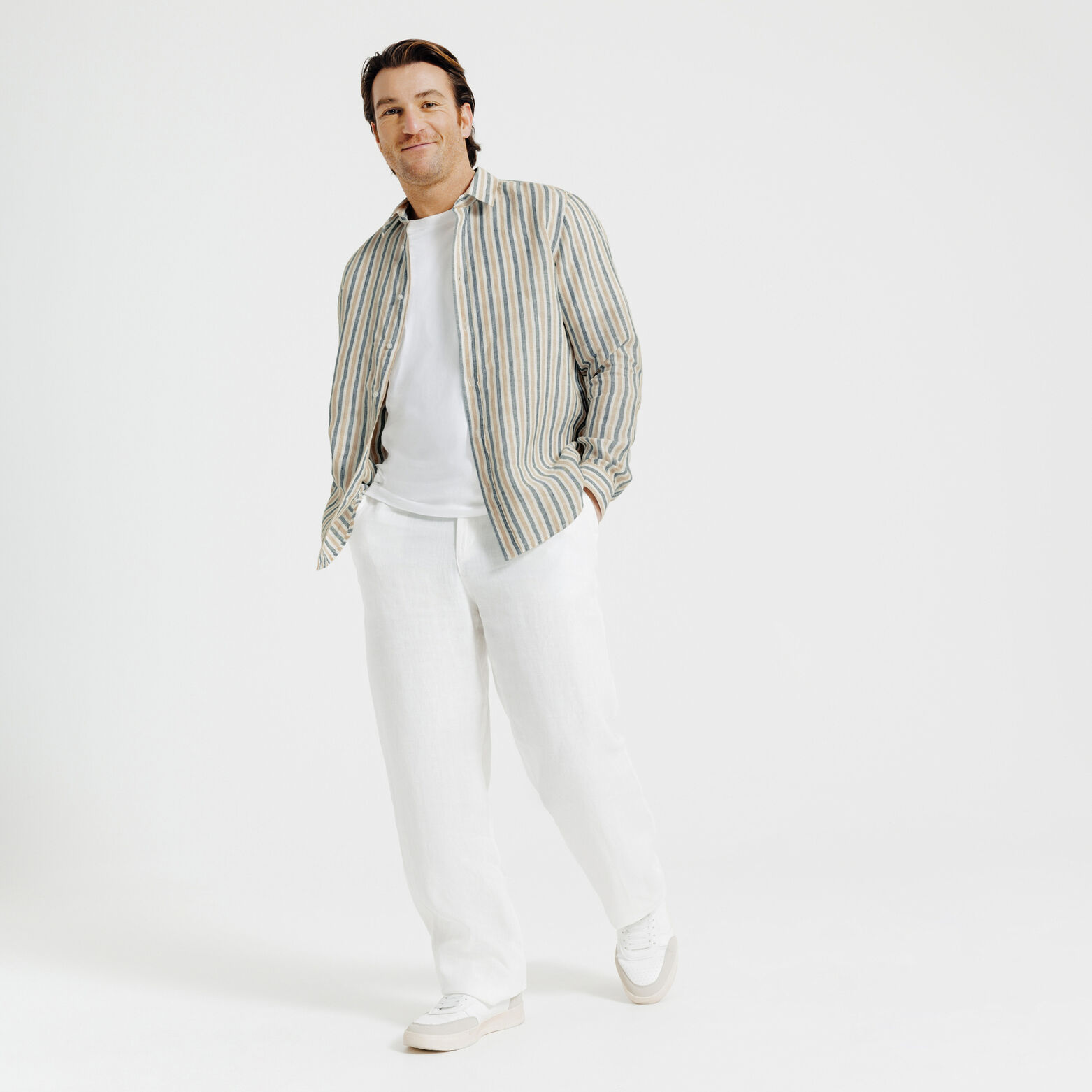 Gestreept hemd in linnen