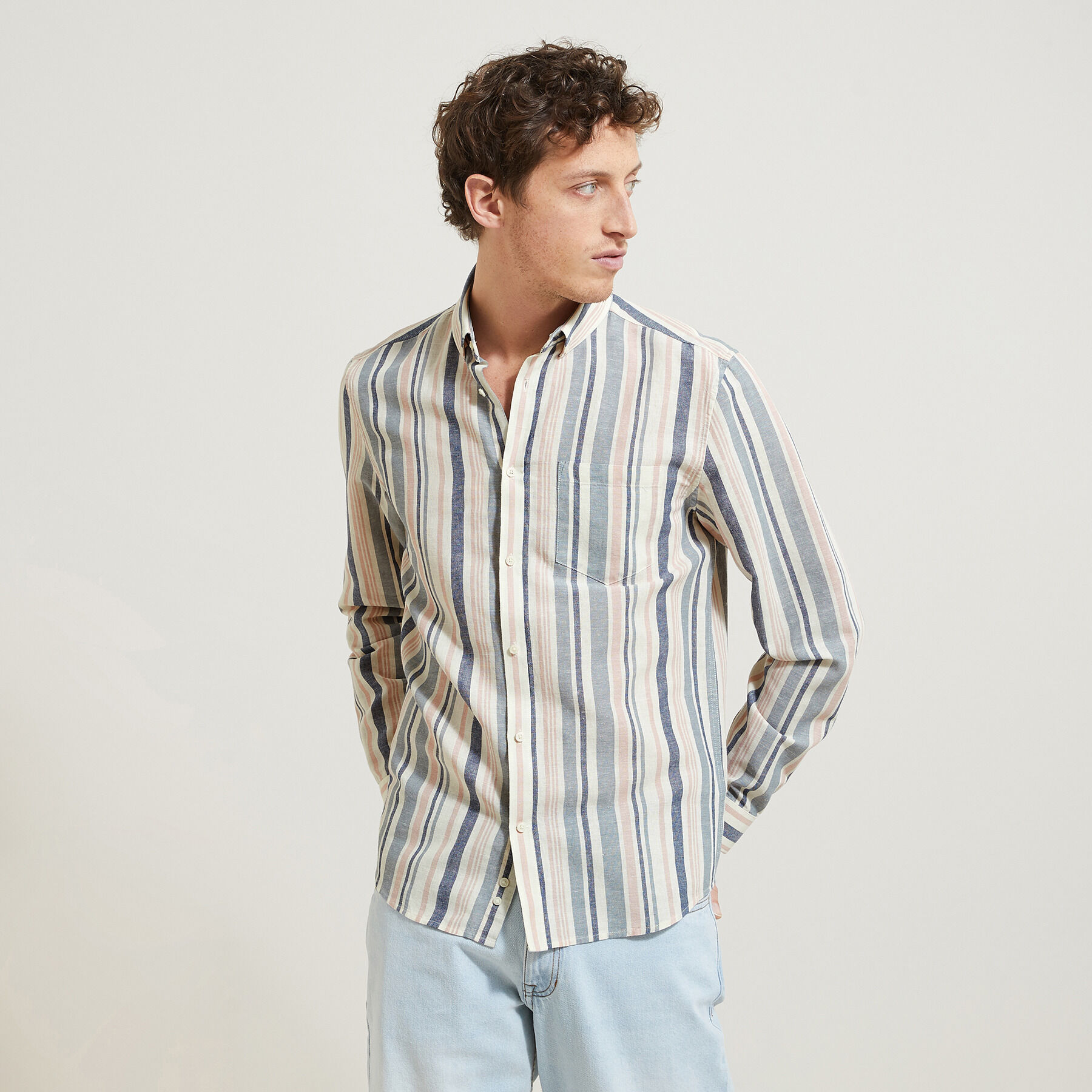 Chemise en coton lin rayee Jules BE