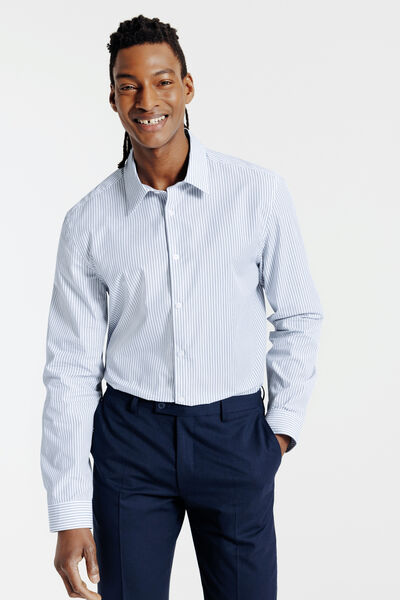 Regular fit gestreept hemd in katoen