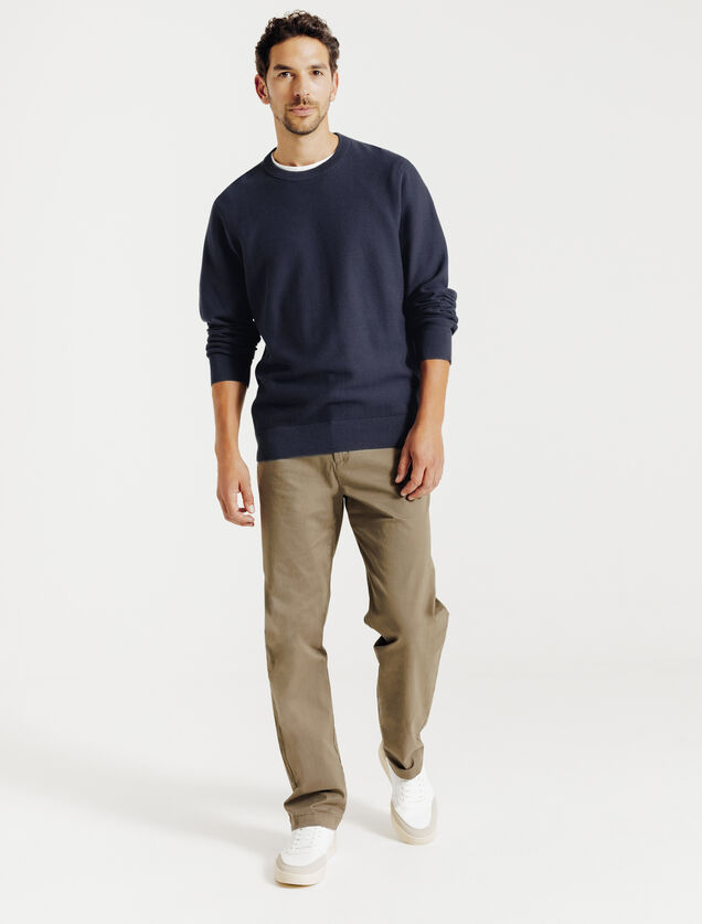 Pull col rond jeux de points fantaisie