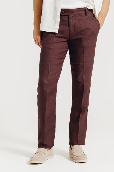 Straight fit chinobroek in 100% linnen