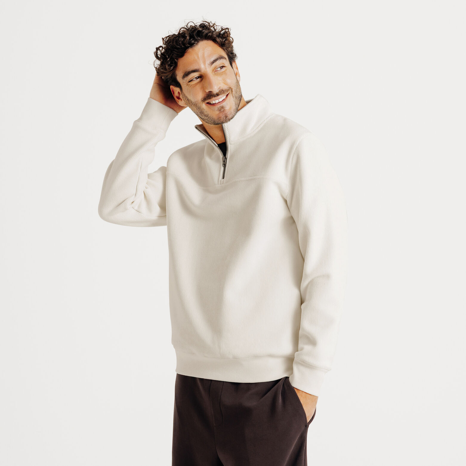 Sweater met opstaande ritskraag in fluweel