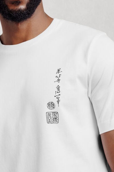 T-shirt met print voor en achter licentie Hokusai
