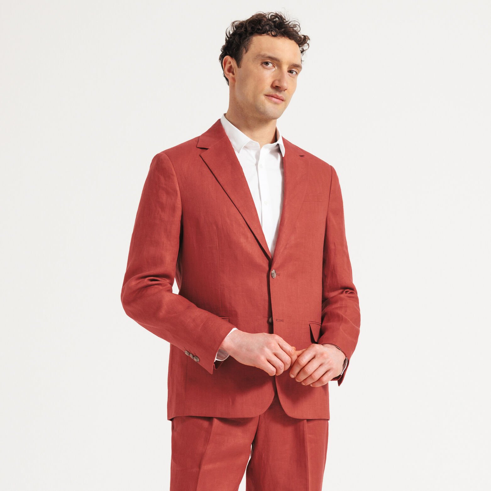 Veste de costume confort motif chevron 100% lin