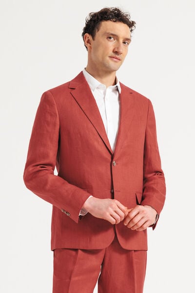 Veste de costume confort motif chevron 100% lin