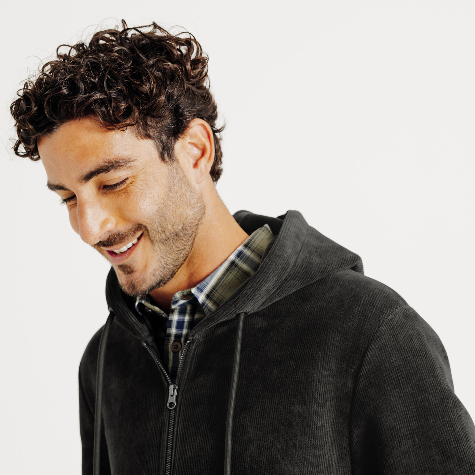 Sweater met kap en rits in fluweel