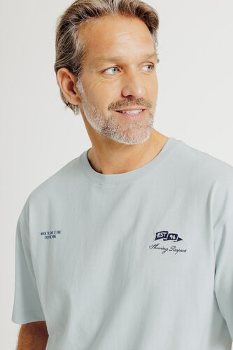 Tee shirt en coton brodé et imprimé devant