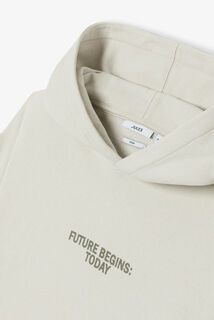 Relaxed fit sweater met kap, print op voor-en acht