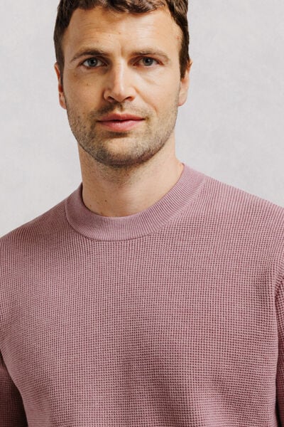 Pull col rond jeux de points fantaisie