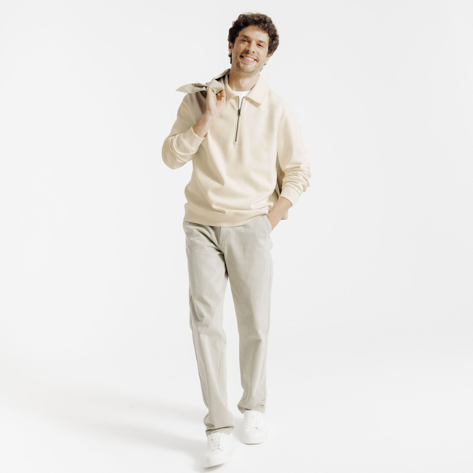 Sweat col polo zippé