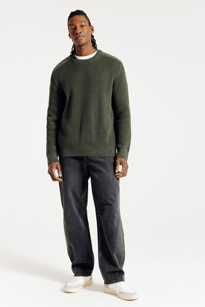 Pull col rond patch épaules