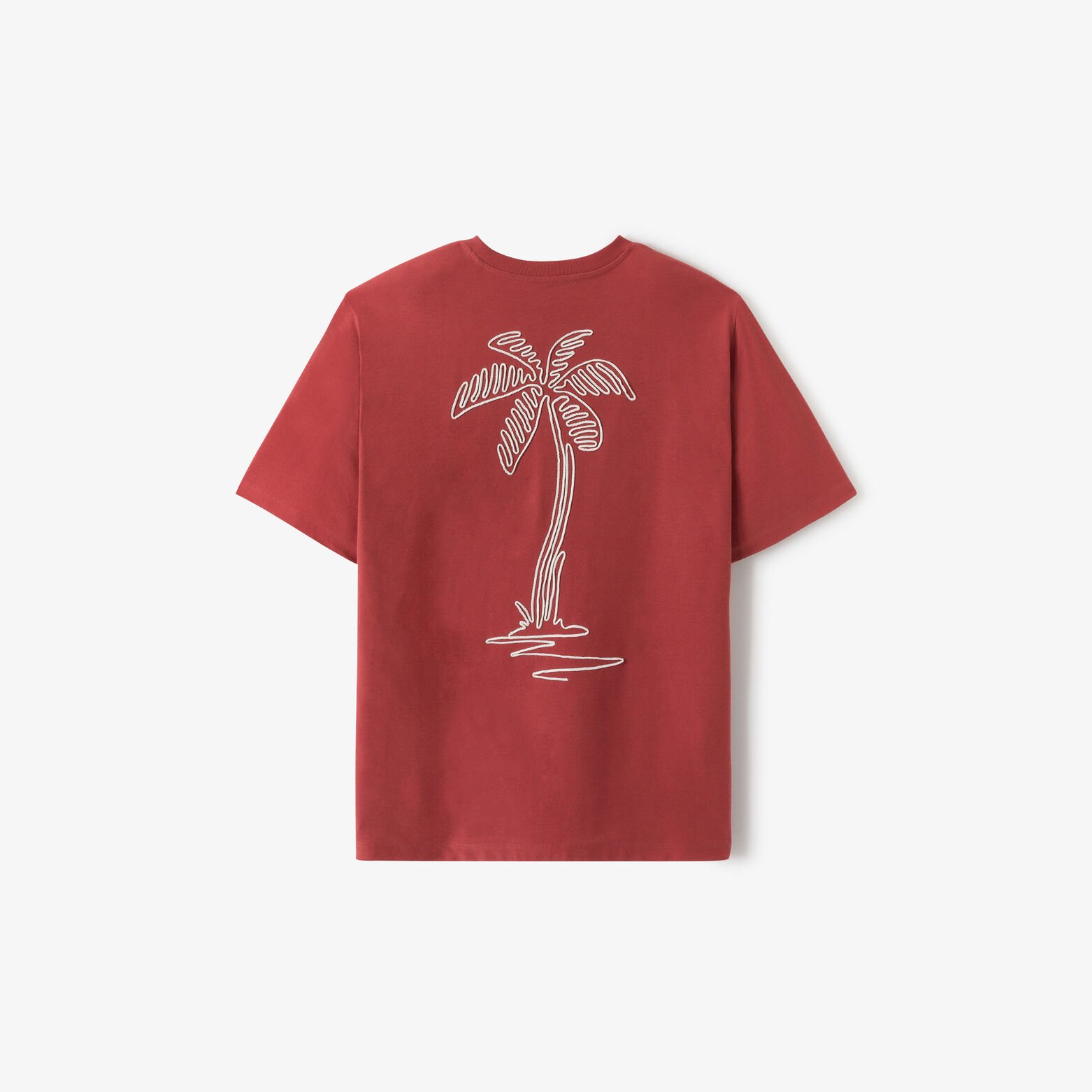 T-shirt in fantasiestof, borduursel voor- en achte