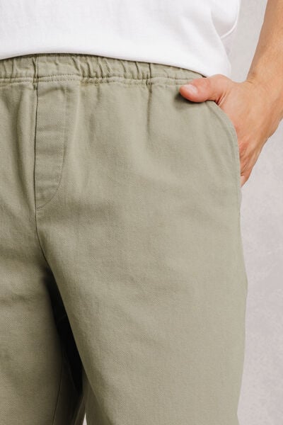 Pantalon tapered taille &eacute;lastiqu&eacute;e 100% coton