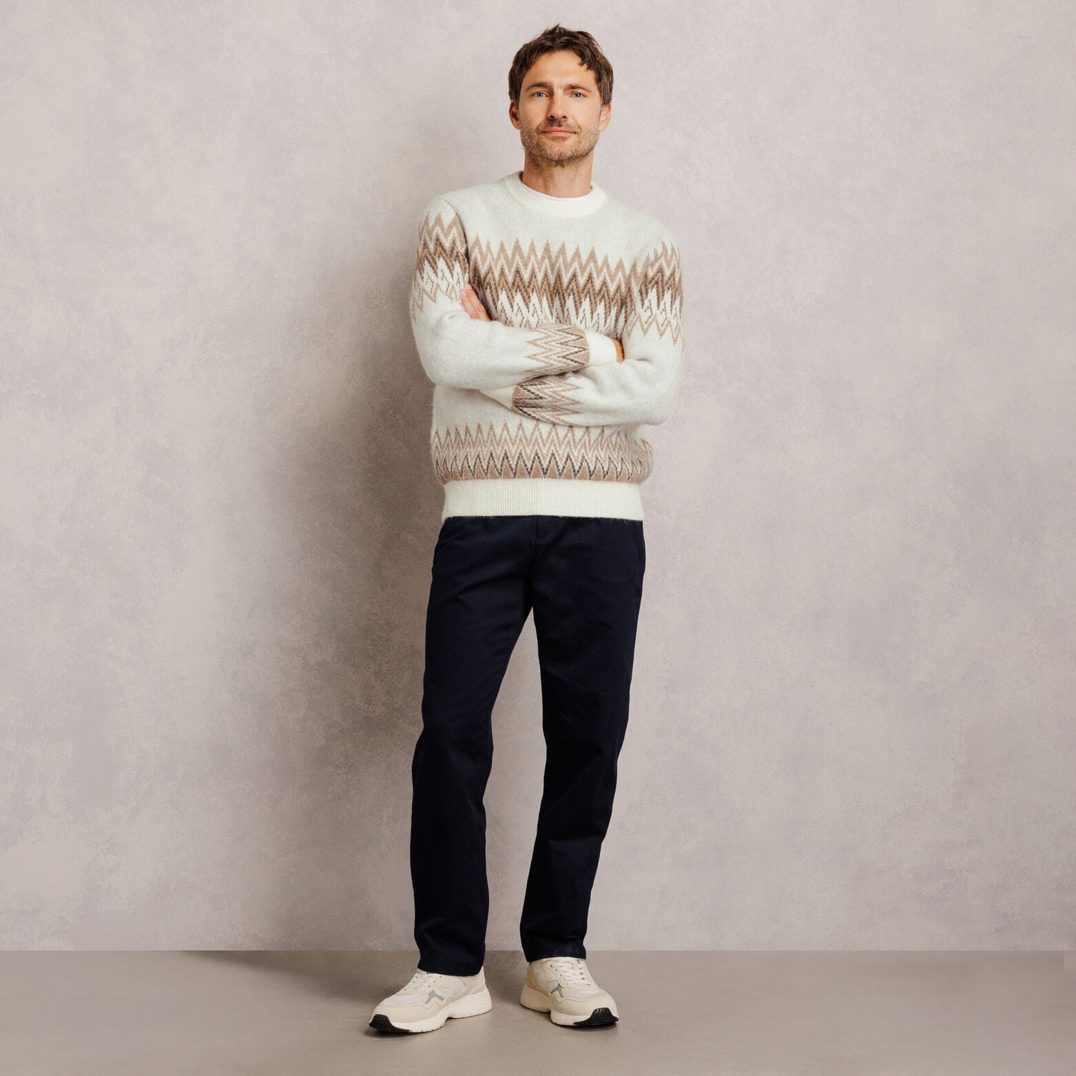 Pull col rond jacquard